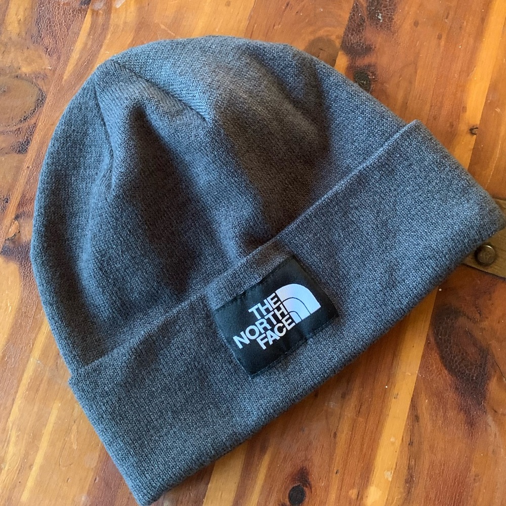 Gray North Face beanie